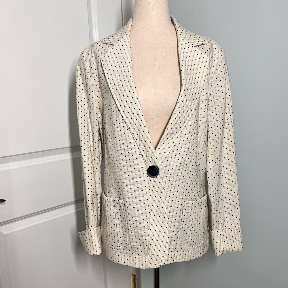 Lafayette 148 New York navy polka dot jacket size 10 - Picture 6 of 16